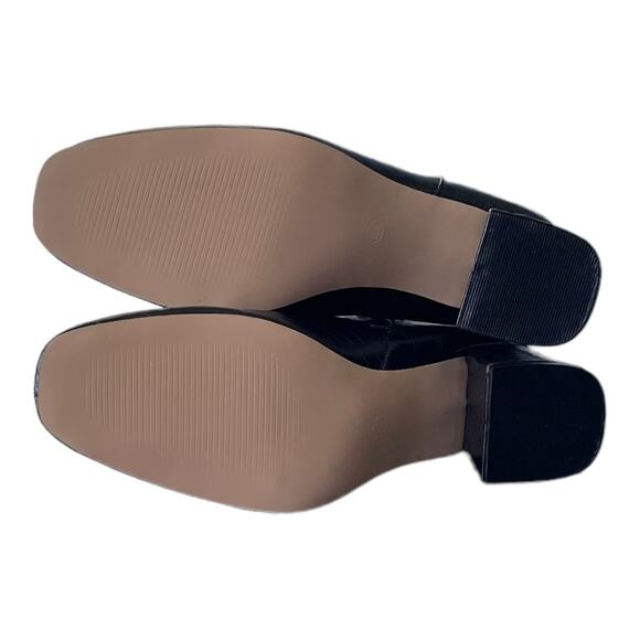 NEW JANE AND THE SHOE Women's Iris Black Faux Leather Square Toe Booties Shoes - Picture 7 of 12